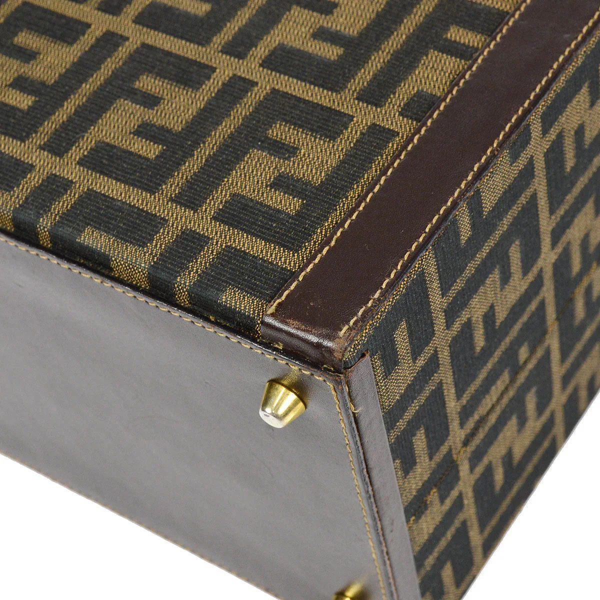 Fendi Zucca 2way Vanity Handbag Brown