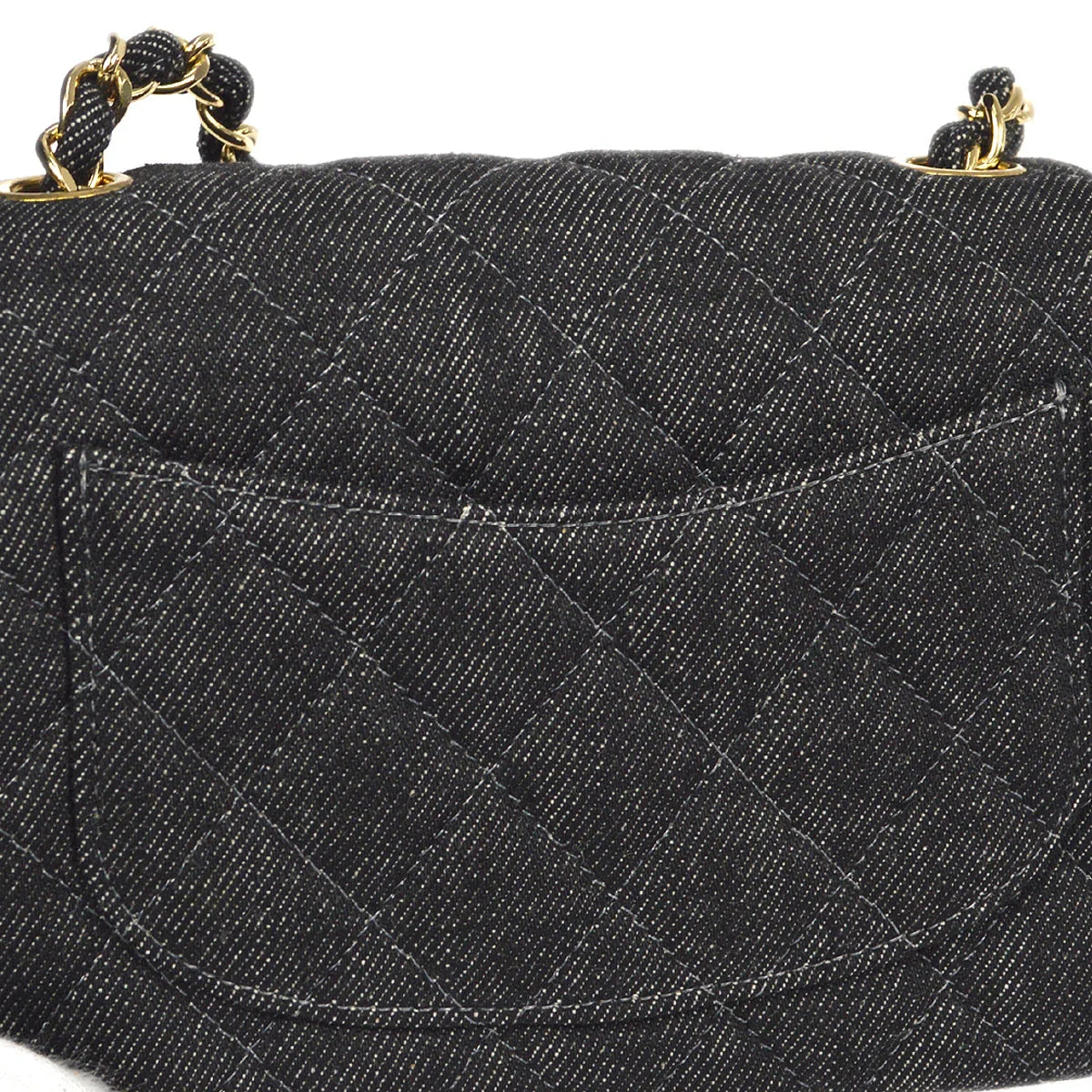 CHANEL 1997-1999 Classic Flap Mini Square 17 Black Denim