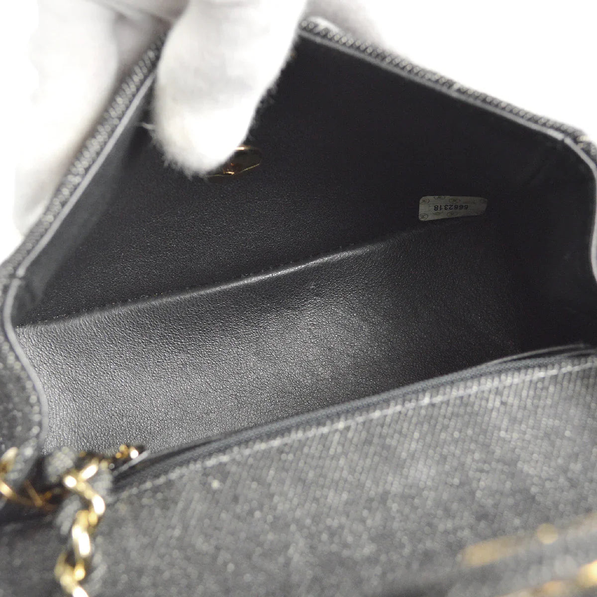 CHANEL 1997-1999 Classic Flap Mini Square 17 Black Denim