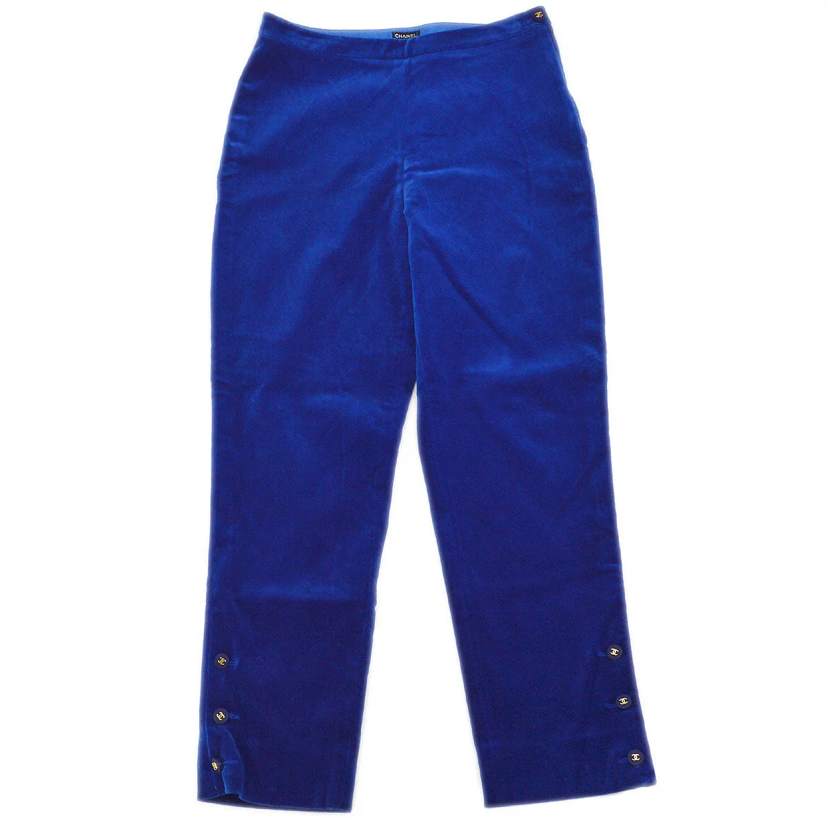 Chanel straight-legged cropped velvet trousers
