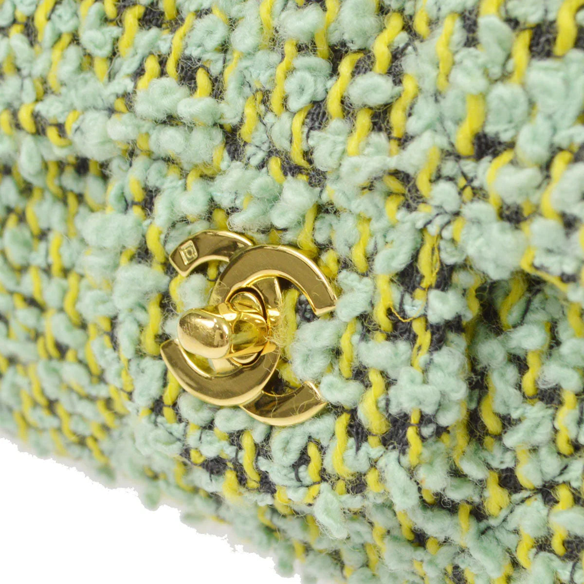 CHANEL 1991-1994 Classic Flap Handbag Medium Tweed Green