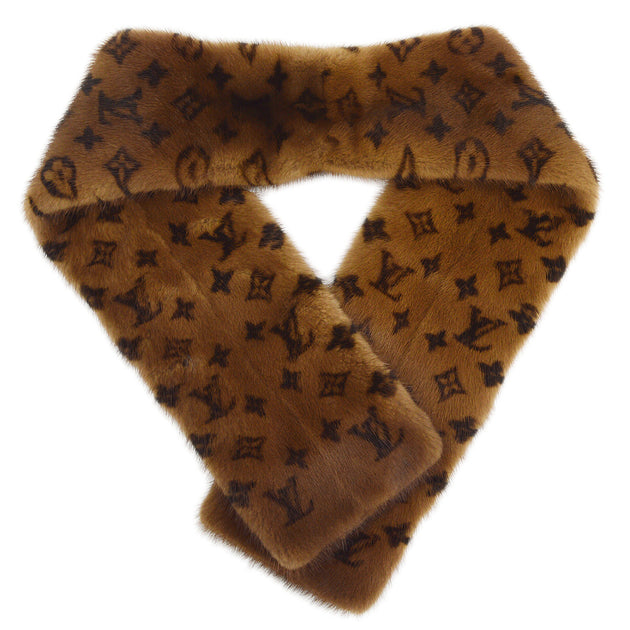 Louis Vuitton Escharp Vizon Mink Monogram M72245 Fur Scarf Women's  Brown