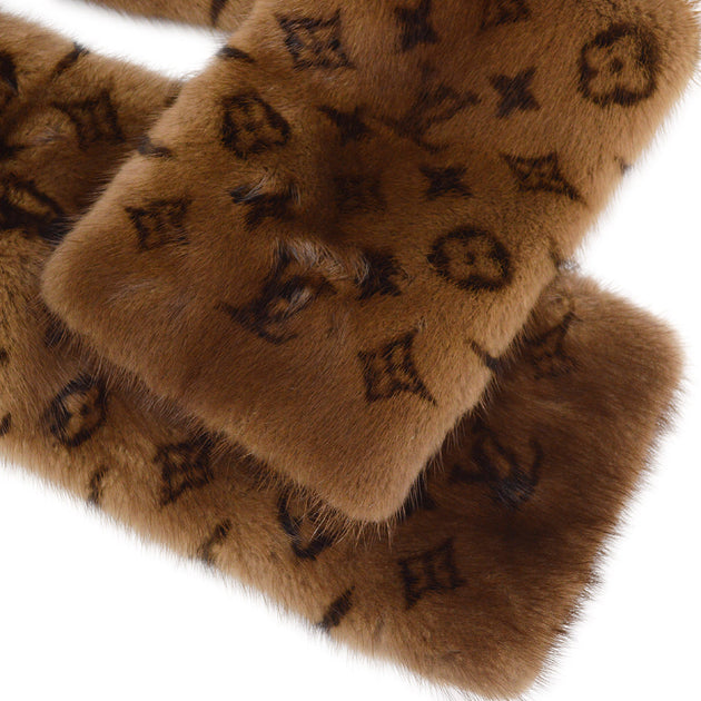 Louis Vuitton M72245 Escharp Vizon Mink Monogram Fur Scarf muffler Brown