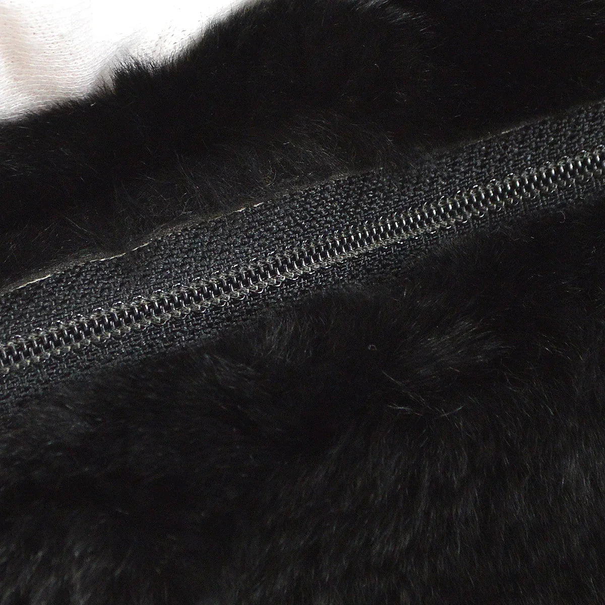 Chanel 2001 Fall CC Logo Muff Black Fur Satchel