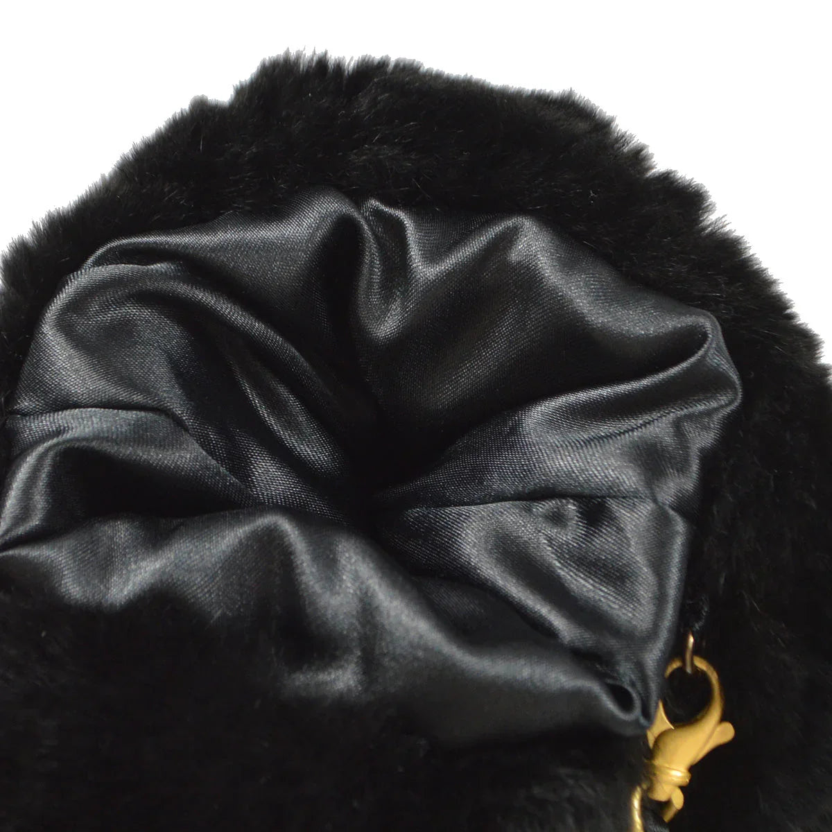 Chanel 2001 Fall CC Logo Muff Black Fur Satchel