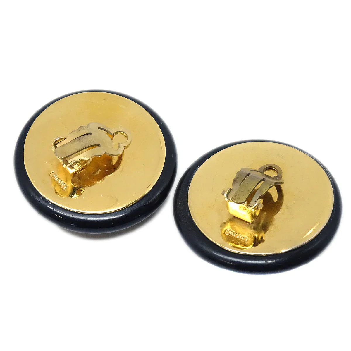 Chanel Black & Gold CC Earrings Clip-On