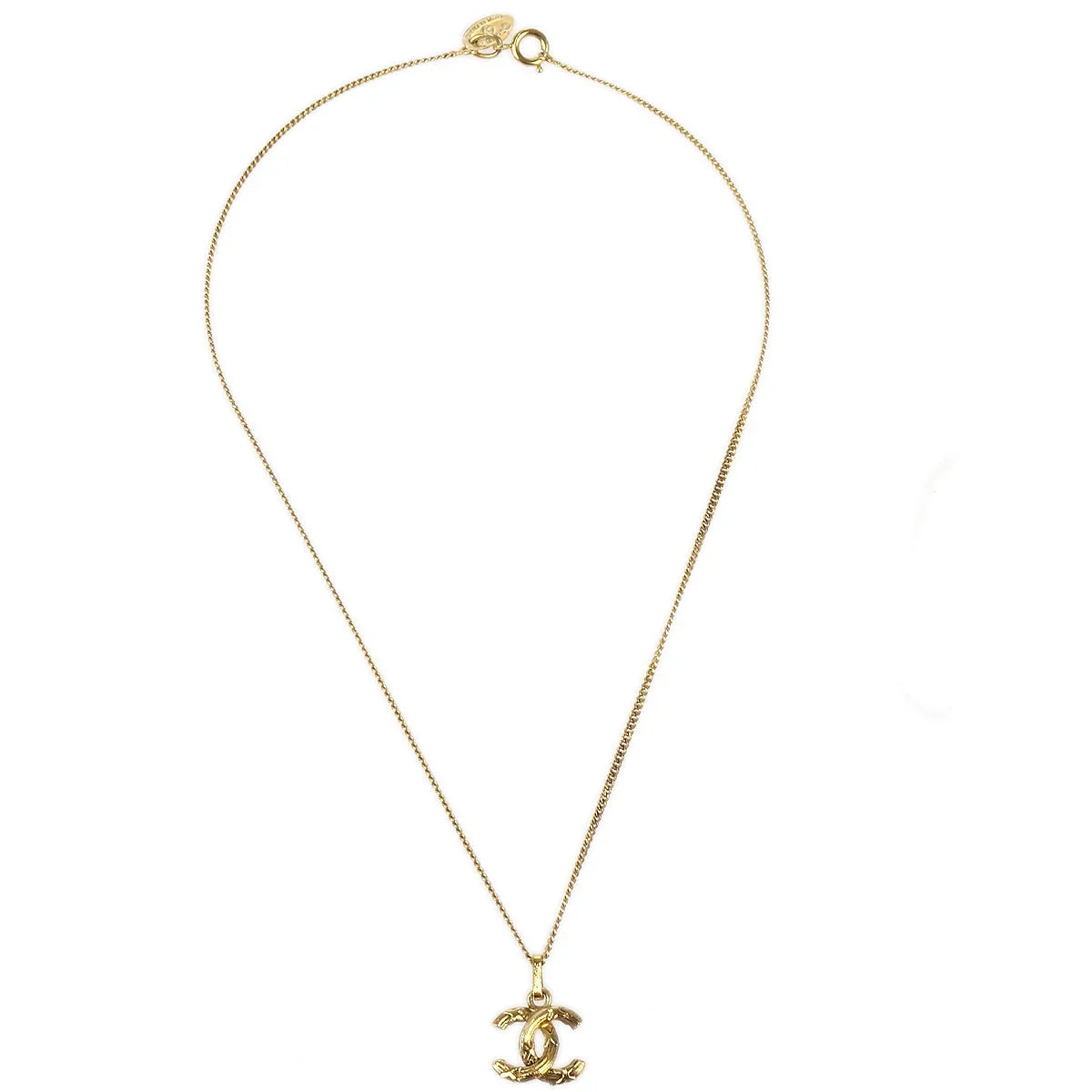 Chanel Mini CC Gold Chain Pendant Necklace