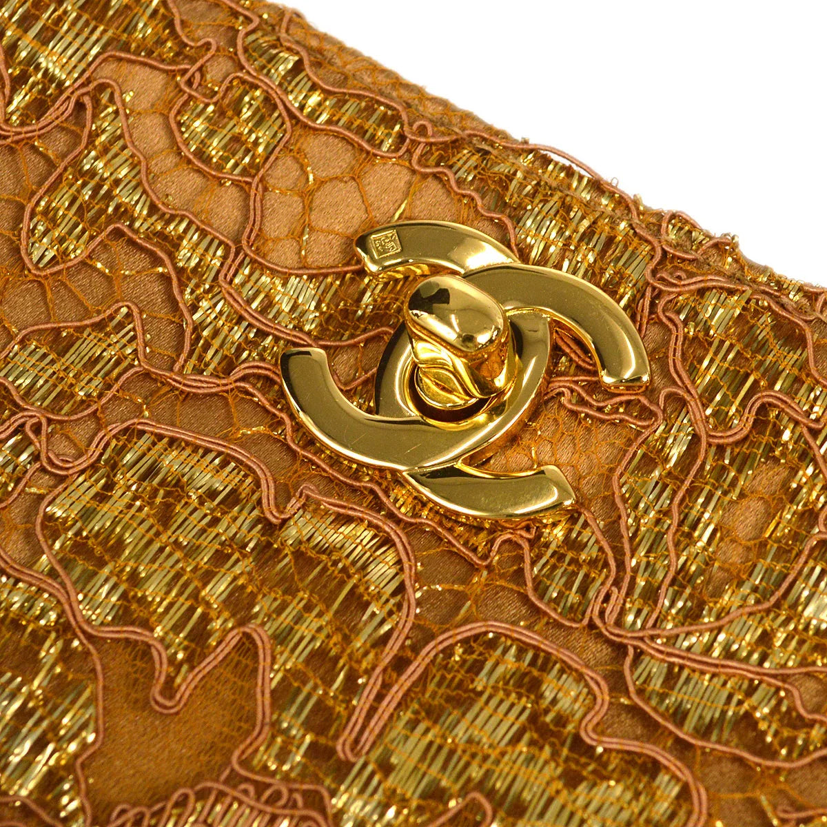 Chanel * 1997-1999 Double Sided Turnlock Handbag Satin Lace
