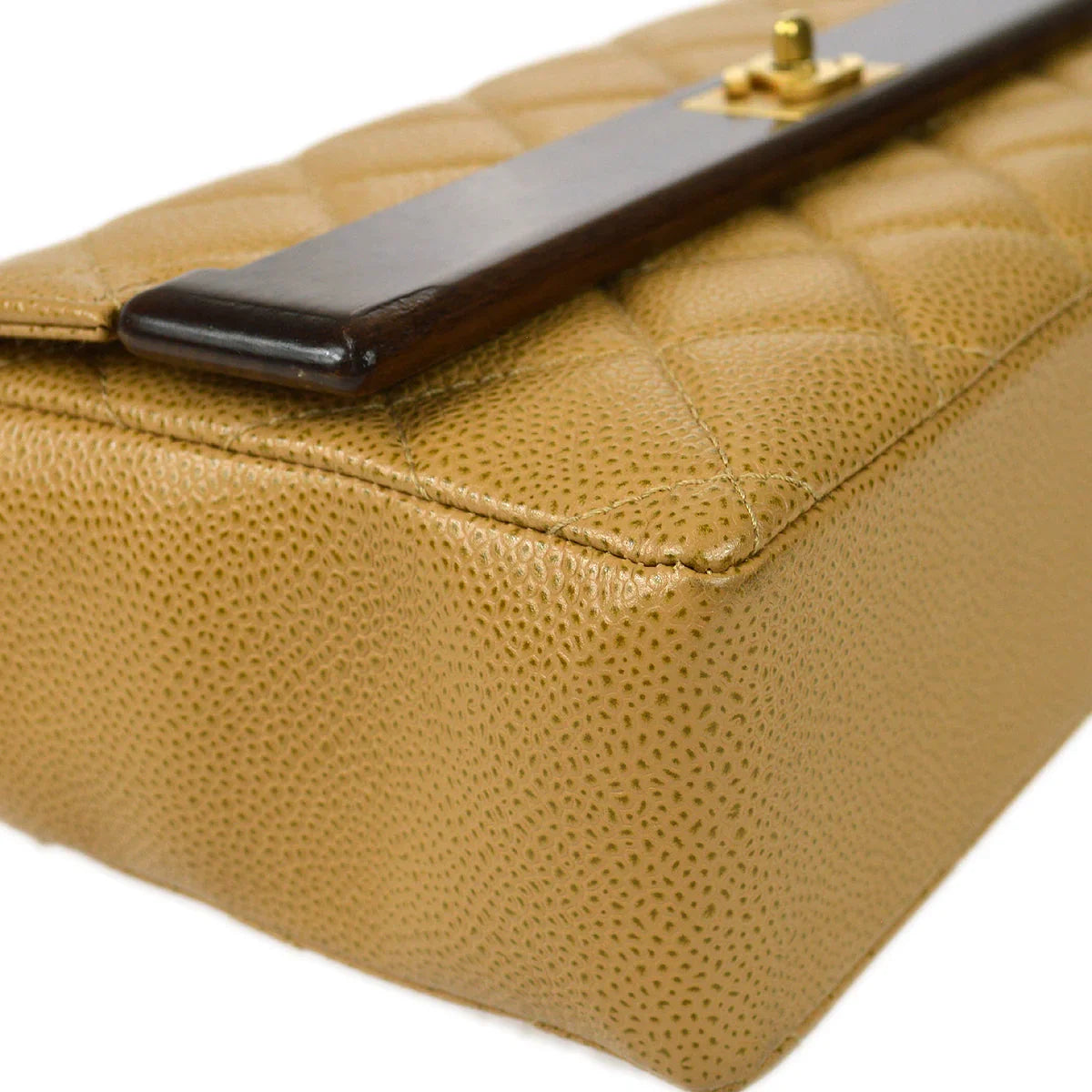 Chanel * 2003-2004 Wood Detailed Strait Flap Small Beige Caviar