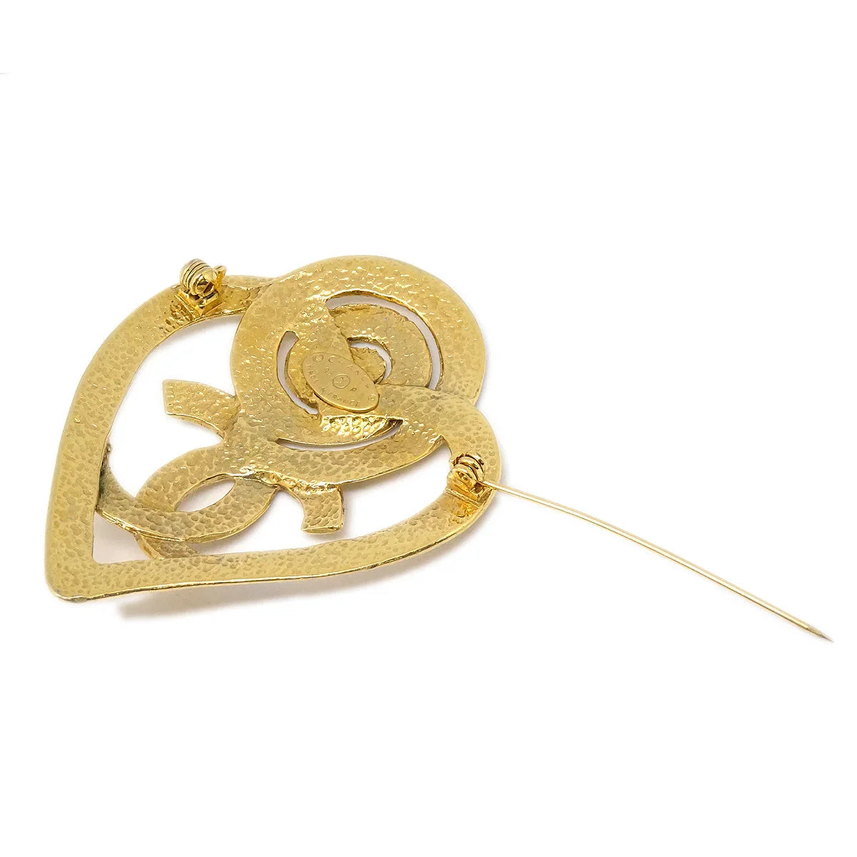 Chanel 1995 Heart Brooch Pin Gold 95P
