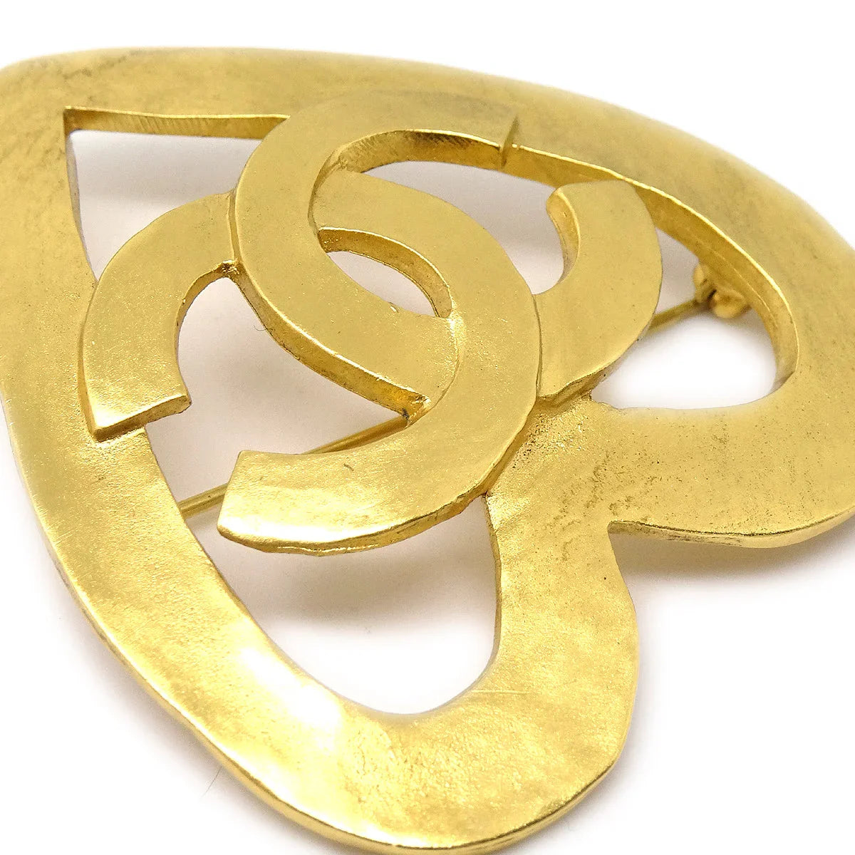 Chanel Heart Brouch Pin Gold 95p