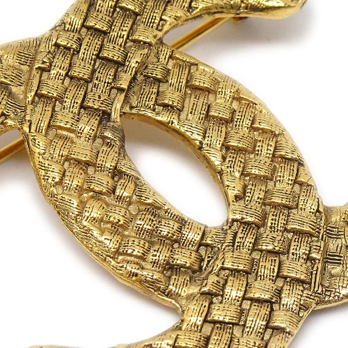 Chanel 1994 Woven CC Brooch Pin Gold 1262