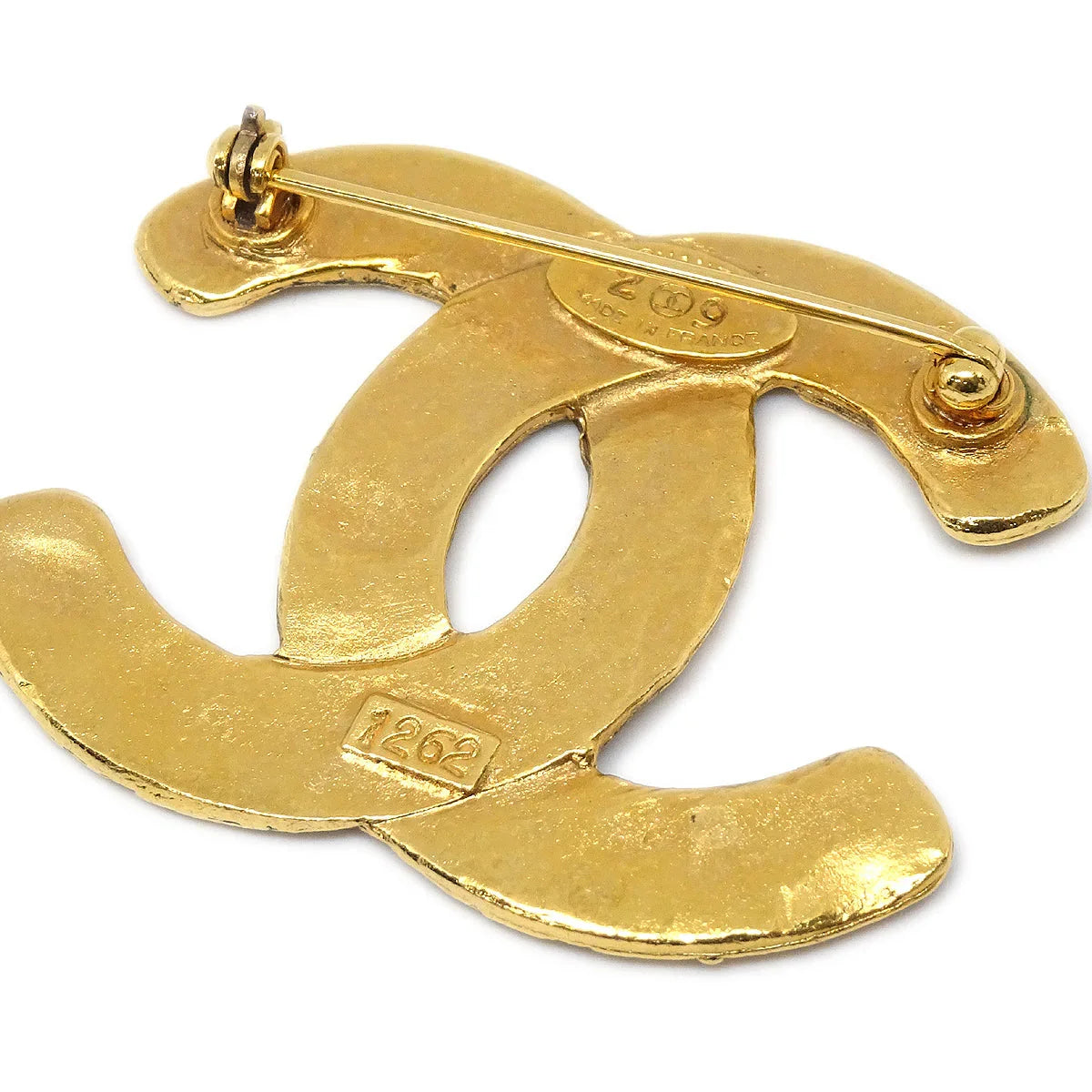 Chanel 1994 Woven CC Brooch Pin Gold 1262