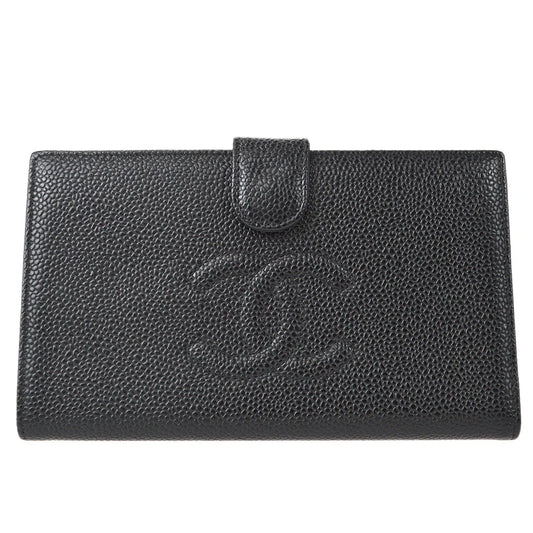 香奈儿(Chanel)2001-2003永恒的长钱包黑色鱼子酱