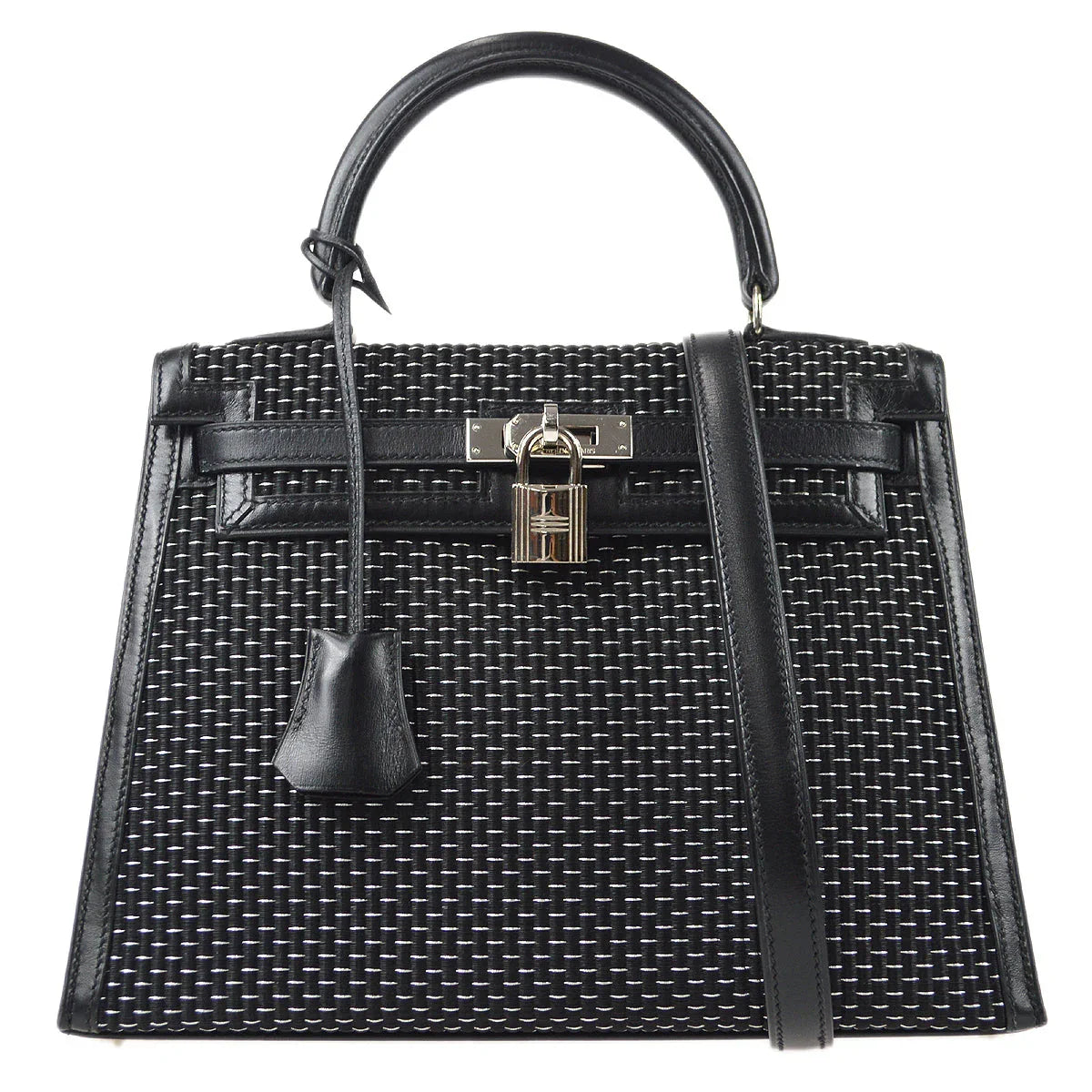 Hermes * 1999 Kelly 25 Sellier Black Metal Crinolin