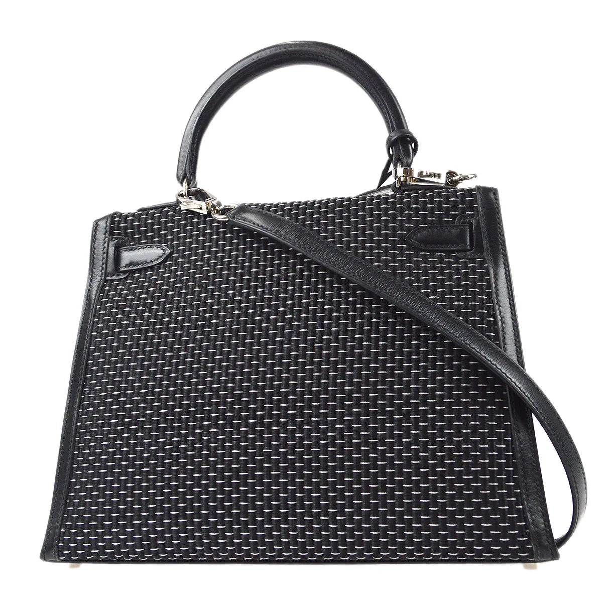 Hermes * 1999 Kelly 25 Sellier Black Metal Crinolin
