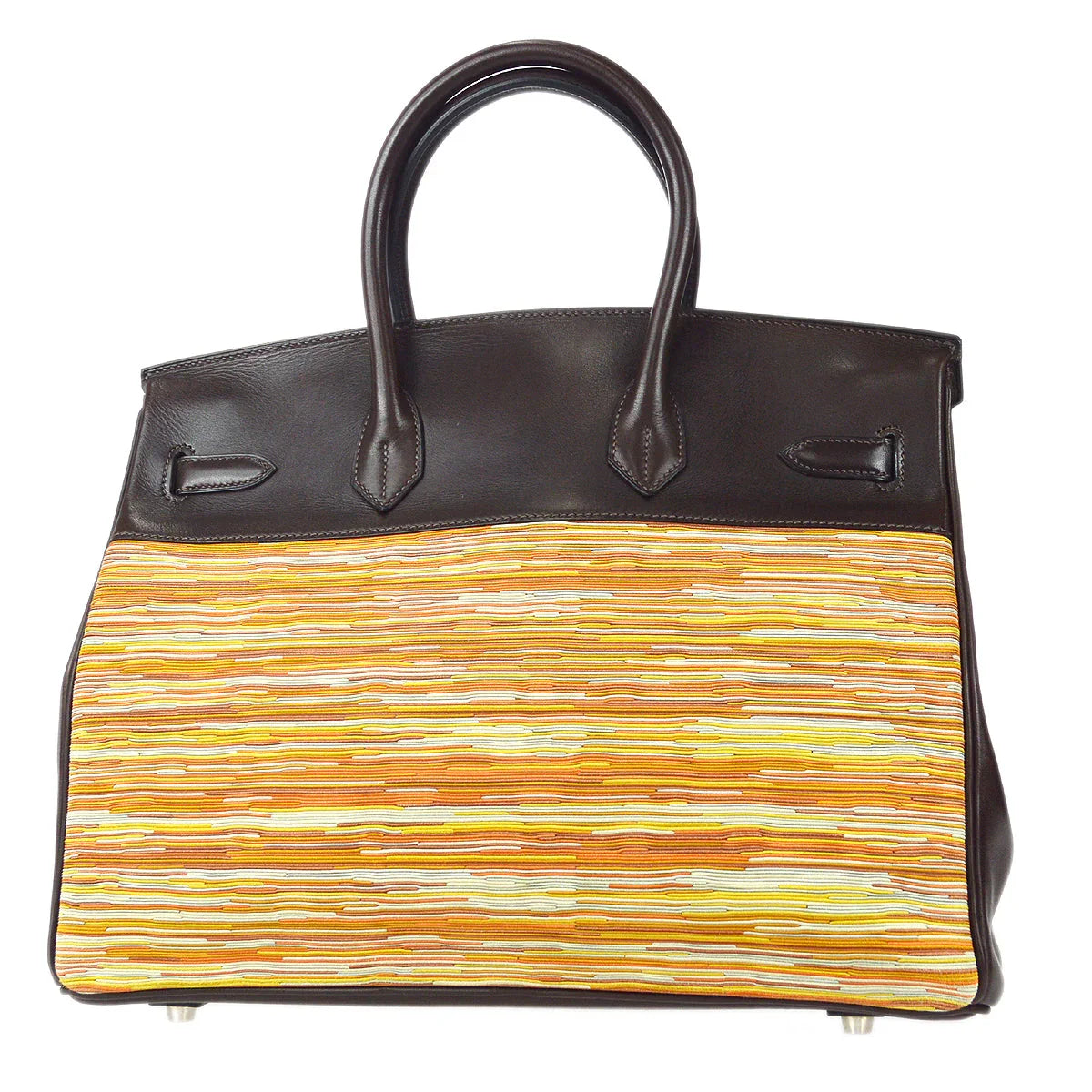 爱马仕伯金(Hermes Birkin)35 2003手提包颤音barenia深褐色橙色