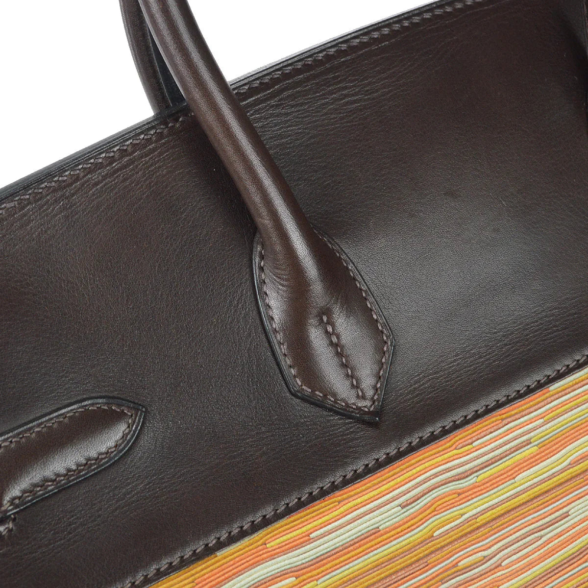 爱马仕伯金(Hermes Birkin)35 2003手提包颤音barenia深褐色橙色