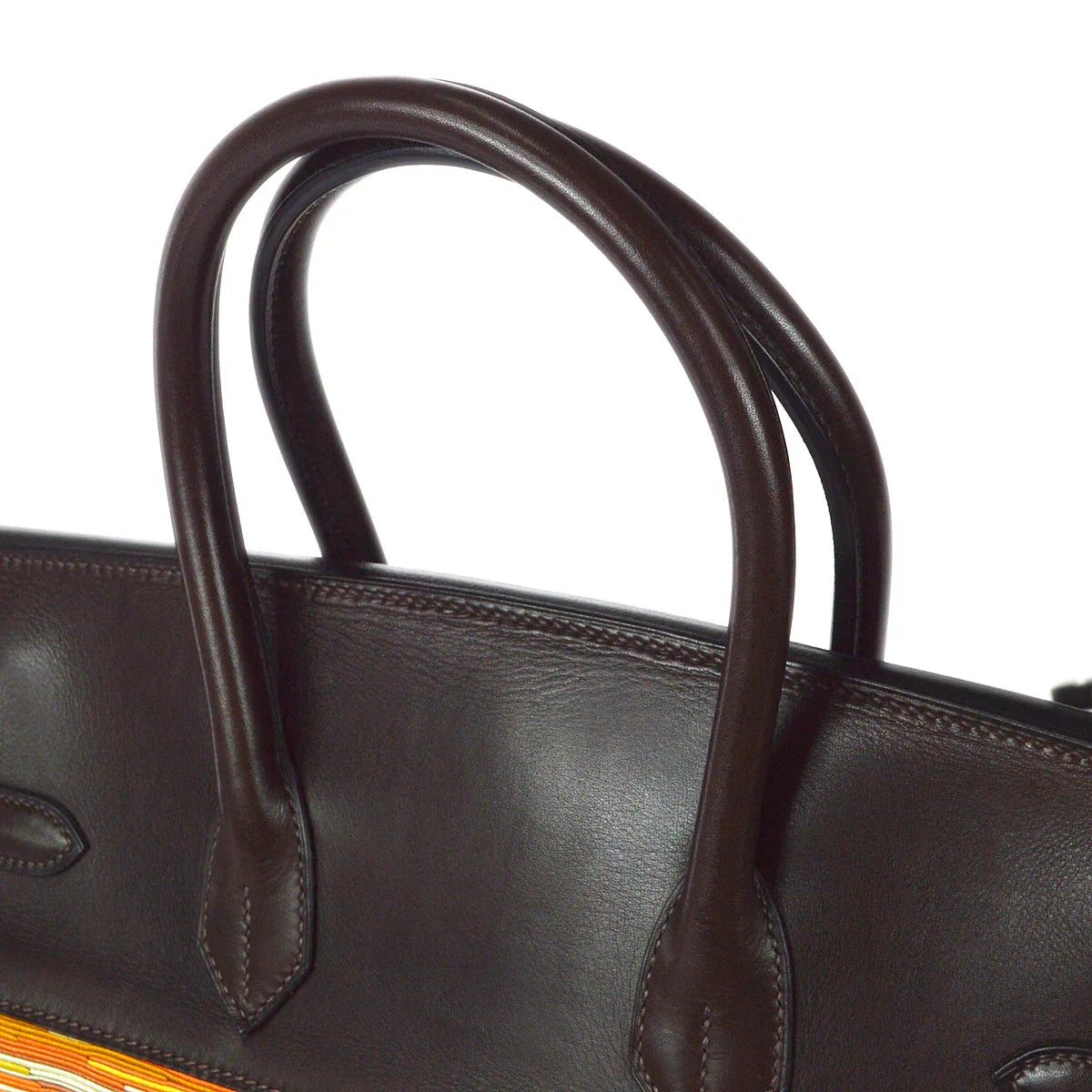 爱马仕伯金(Hermes Birkin)35 2003手提包颤音barenia深褐色橙色