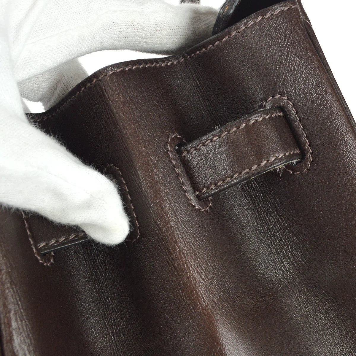 爱马仕伯金(Hermes Birkin)35 2003手提包颤音barenia深褐色橙色
