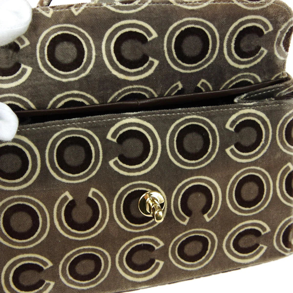 Chanel 2001可可手提包灰色天鹅绒