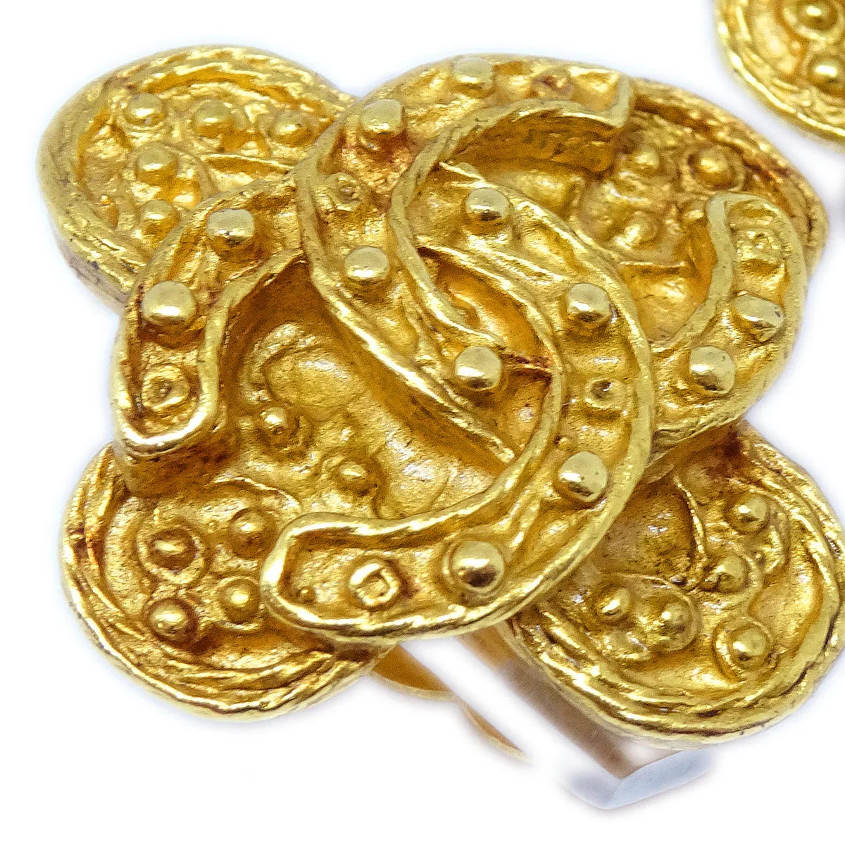 Chanel Cross Earrings Clip-On Gold 94A