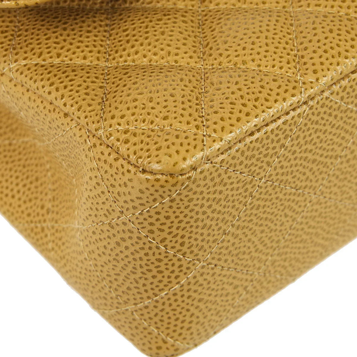 Chanel 2000-2001 Classic Double Flap Medium Beige Caviar