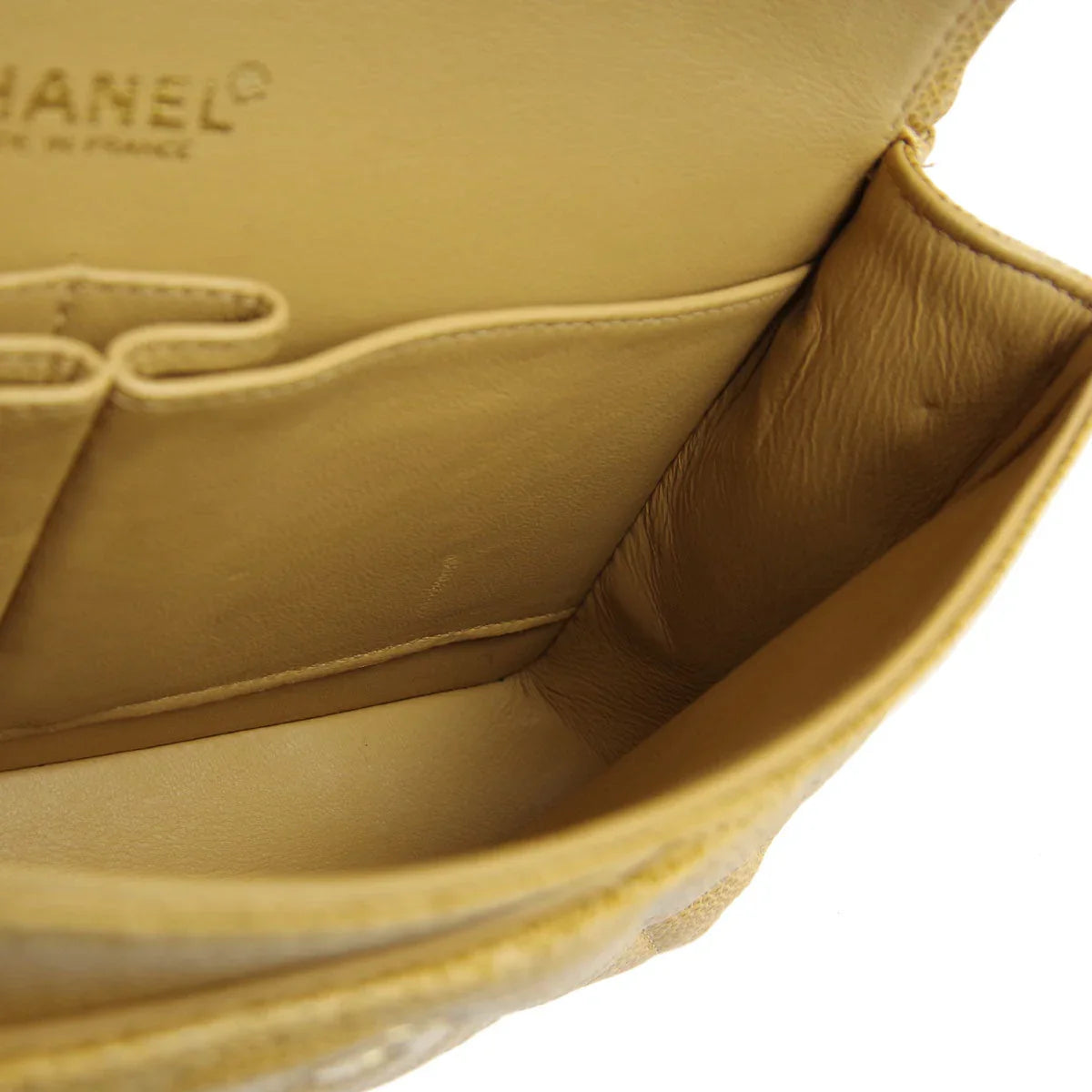Chanel 2000-2001 Classic Double Flap Medium Beige Caviar