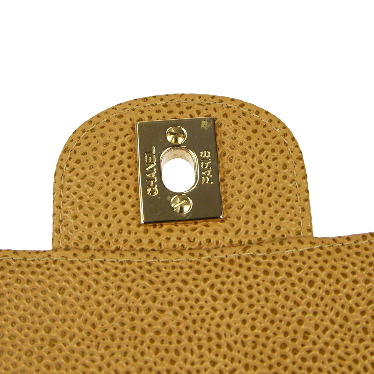 Chanel 2000-2001 Classic Double Flap Medium Beige Caviar