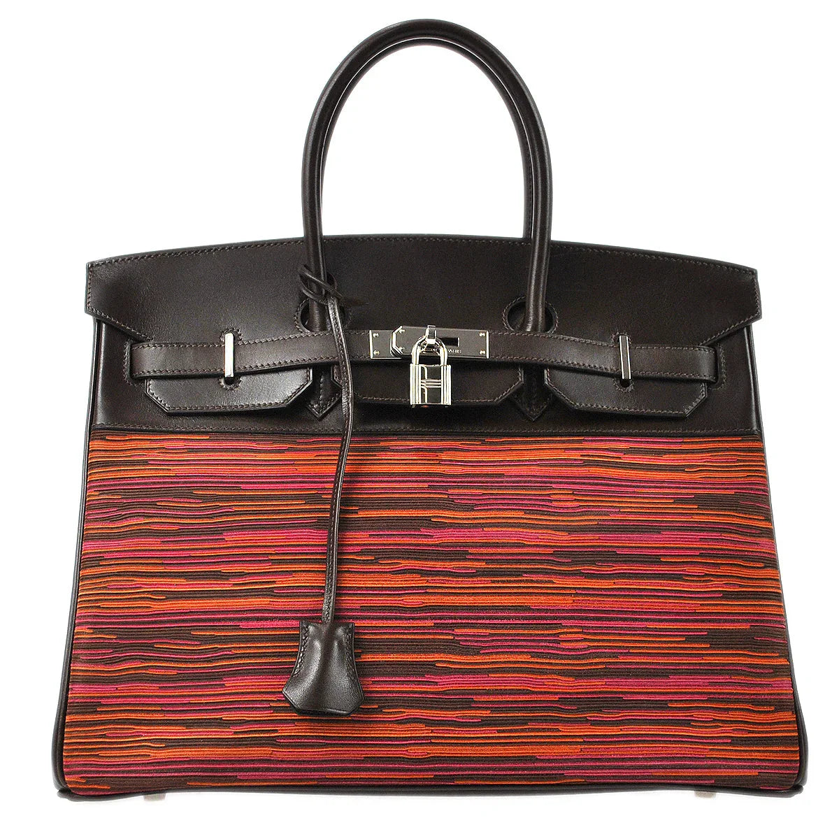 爱马仕伯金(Hermes Birkin)35 2006手提包颤音小牛紫色橙色ebene