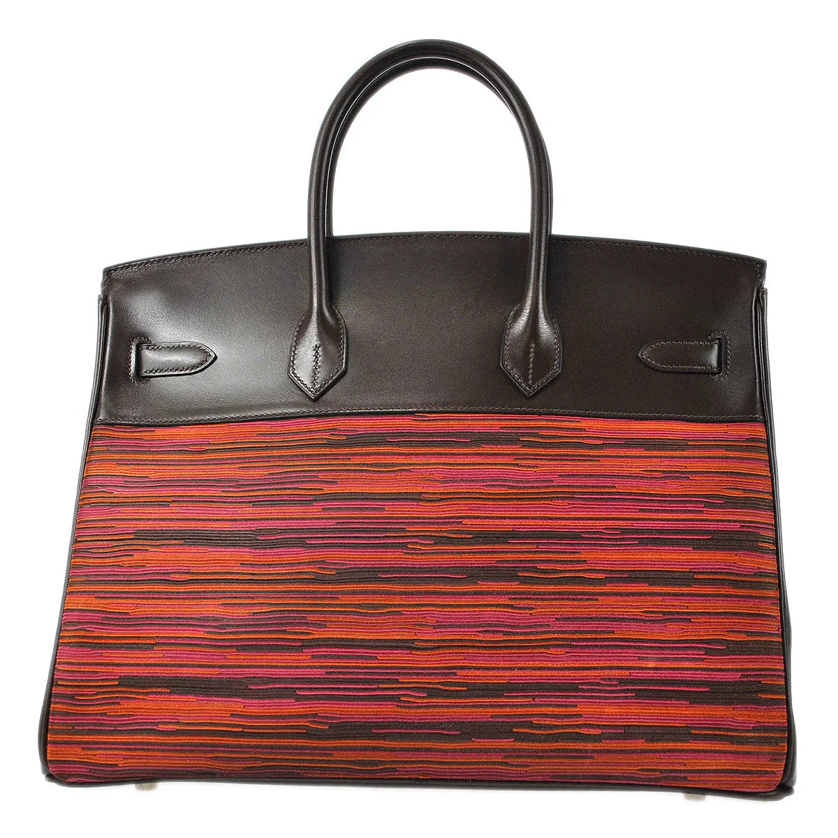 爱马仕伯金(Hermes Birkin)35 2006手提包颤音小牛紫色橙色ebene