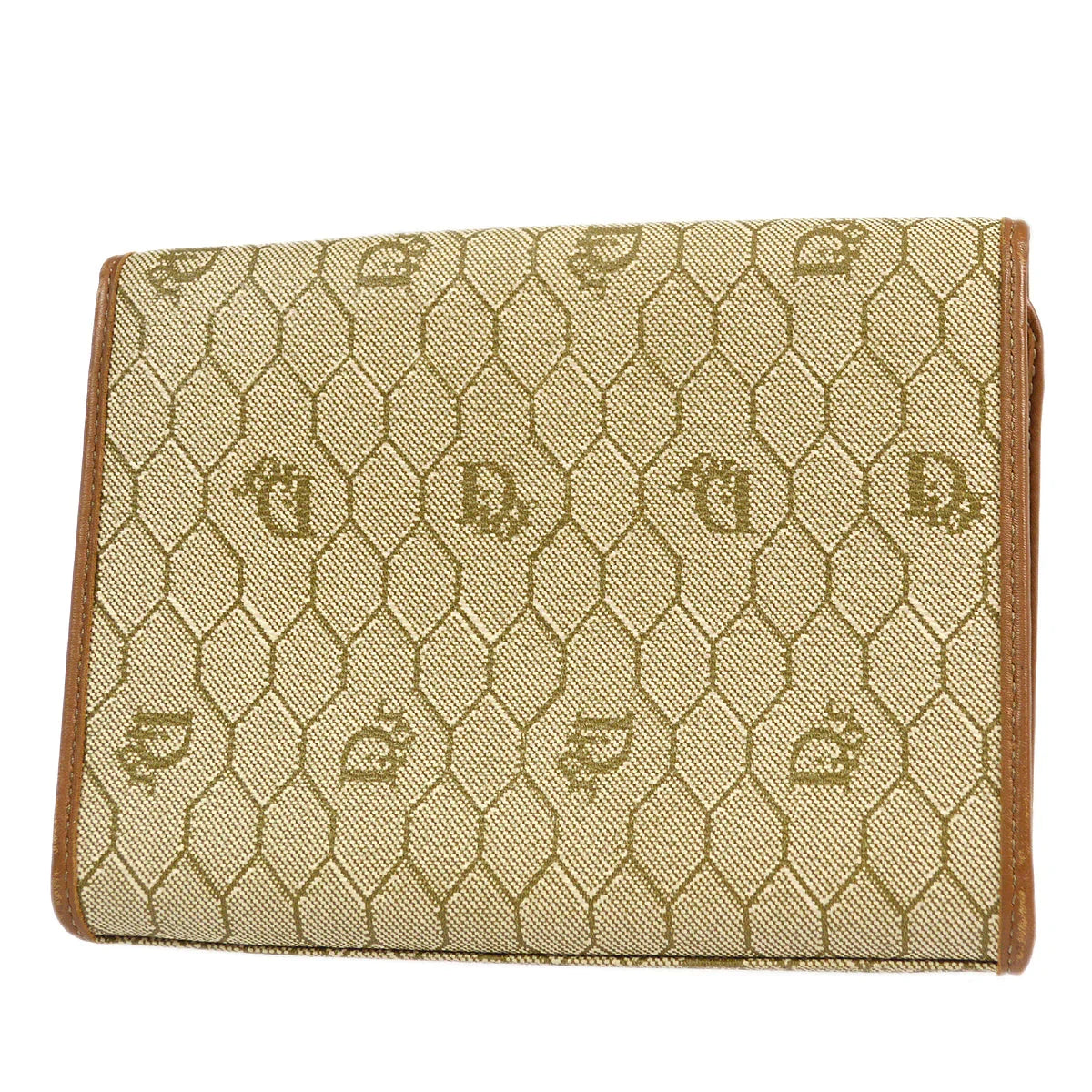 Christian Dior 1980s Honeycomb Clutch Bag Beige