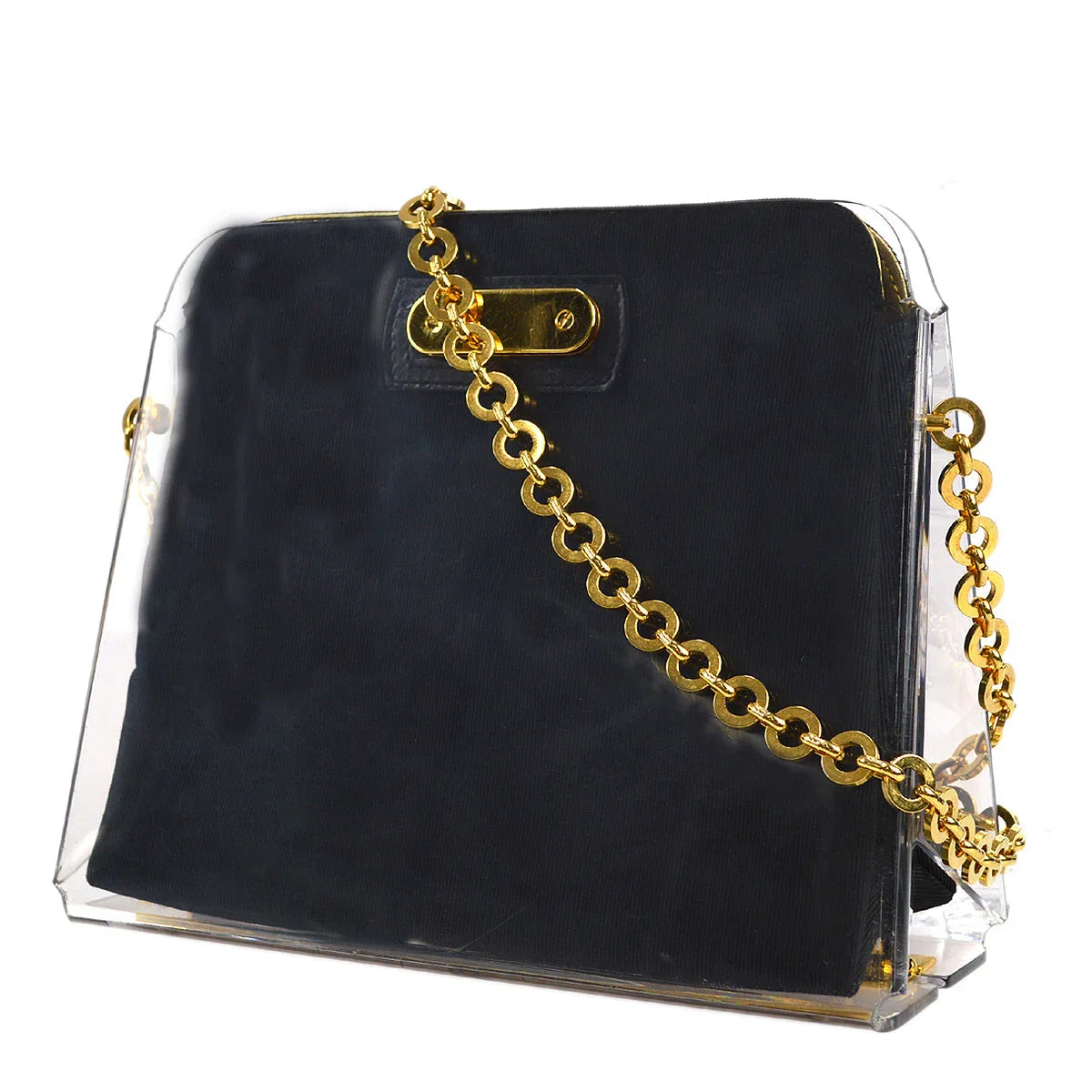 Salvatore Ferragamo Gancini Chain Shoulder Bag Clear Plastic
