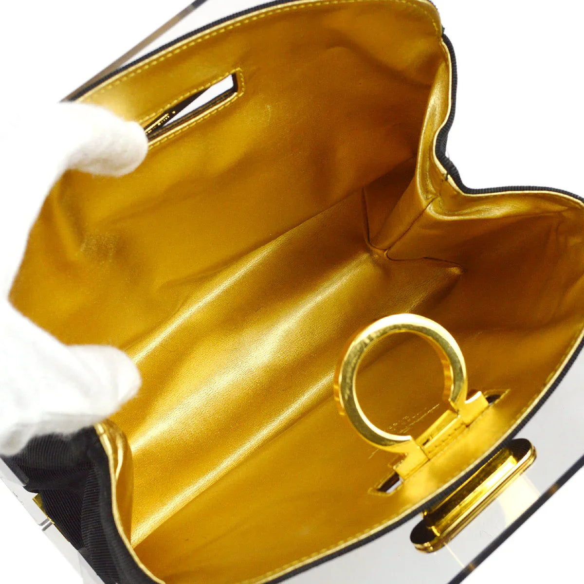 Salvatore Ferragamo Gancini Chain Shoulder Bag Clear Plastic