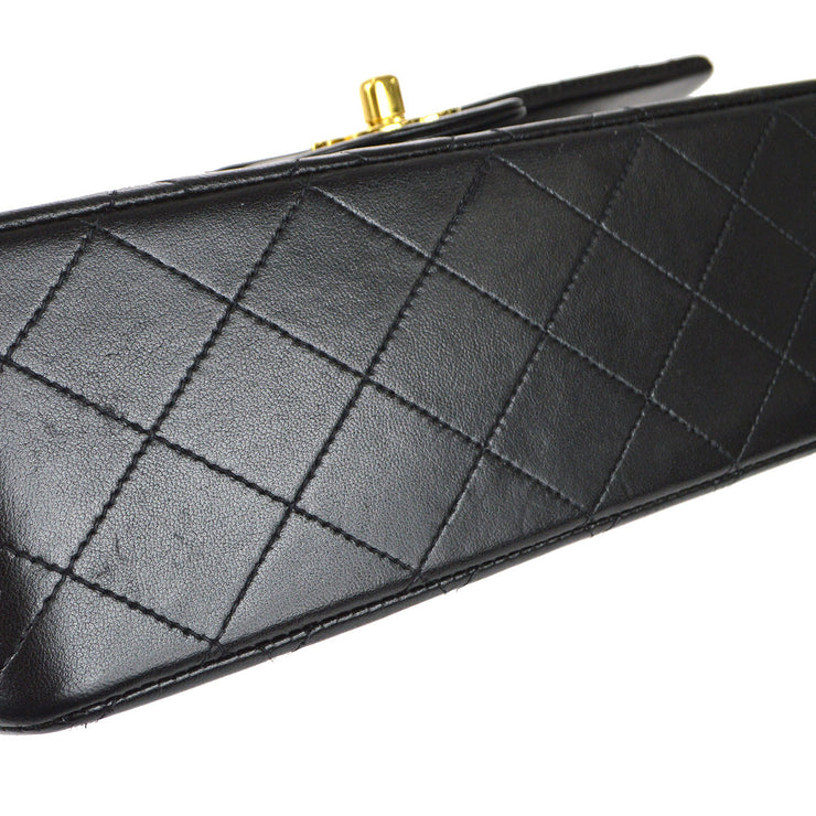 Chanel 1994-1996 Classic Double Flap Medium Shoulder Bag Black Lambskin