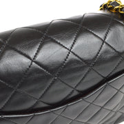Chanel 1994-1996 Classic Double Flap Medium Shoulder Bag Black Lambskin