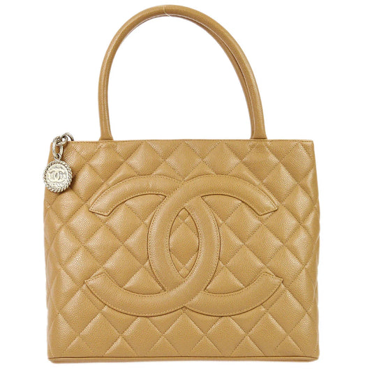 香奈儿(Chanel)2001-2003奖章手提袋shw米色鱼子酱