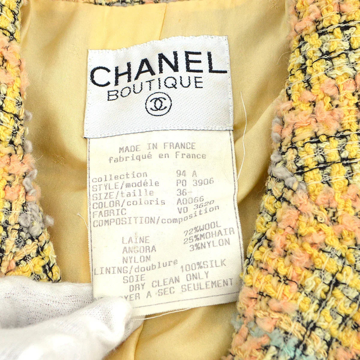 Chanel Fall 1994 single-breasted tweed jacket #36