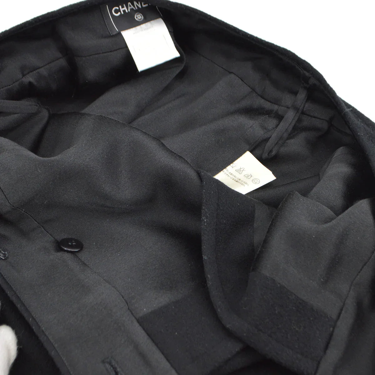 Chanel 2001 Fall buttoned A-line cashmere wrap skirt #34