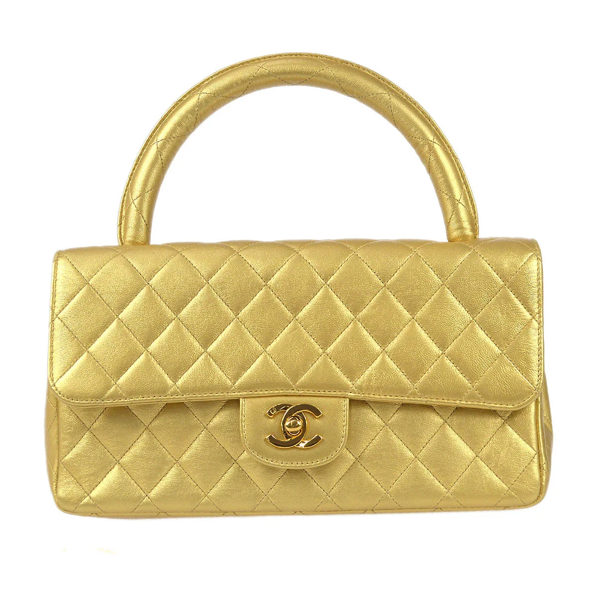 Chanel 1991-1994 Classic Flap Handbag Gold Lambskin
