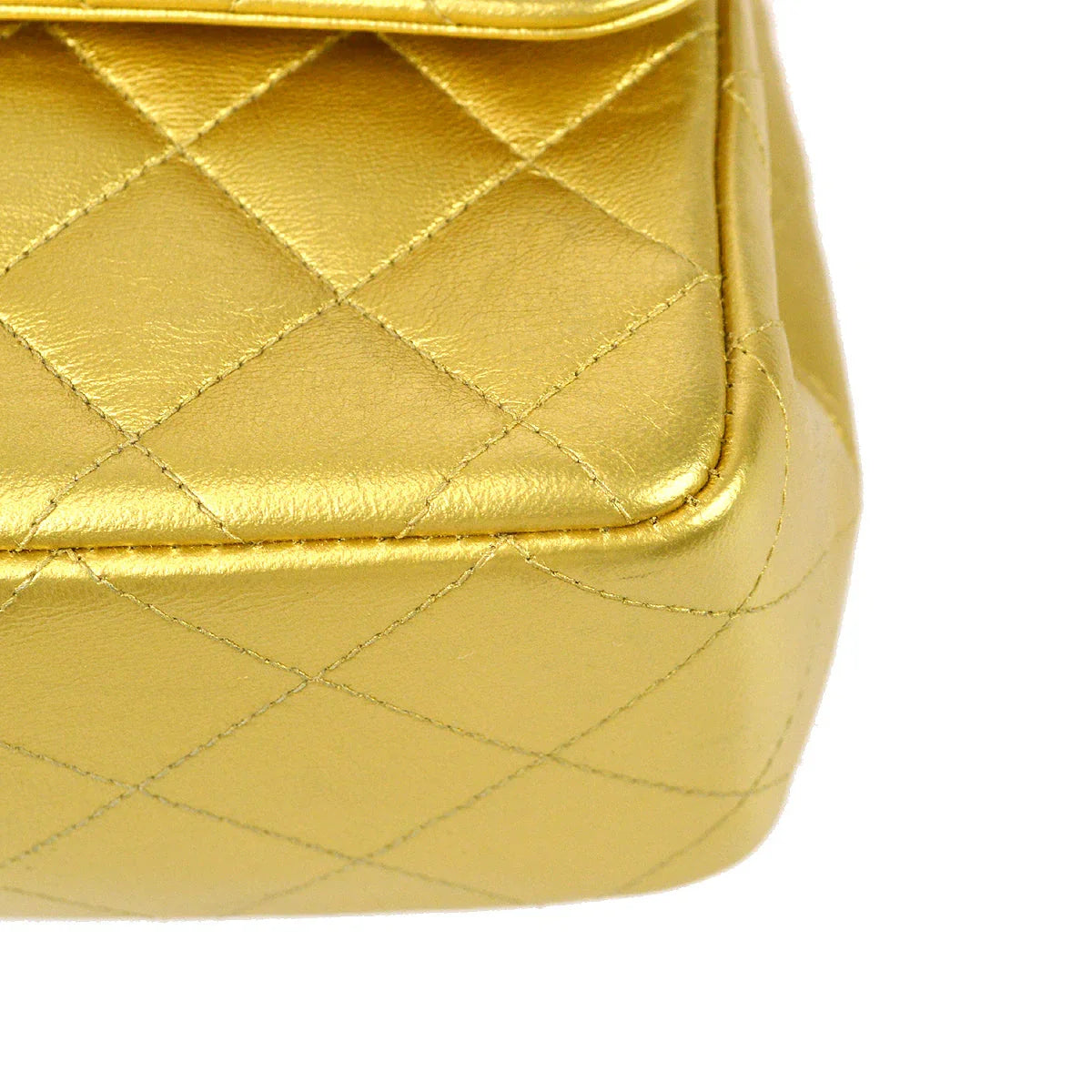 Chanel 1991-1994 Classic Flap Handbag Gold Lambskin