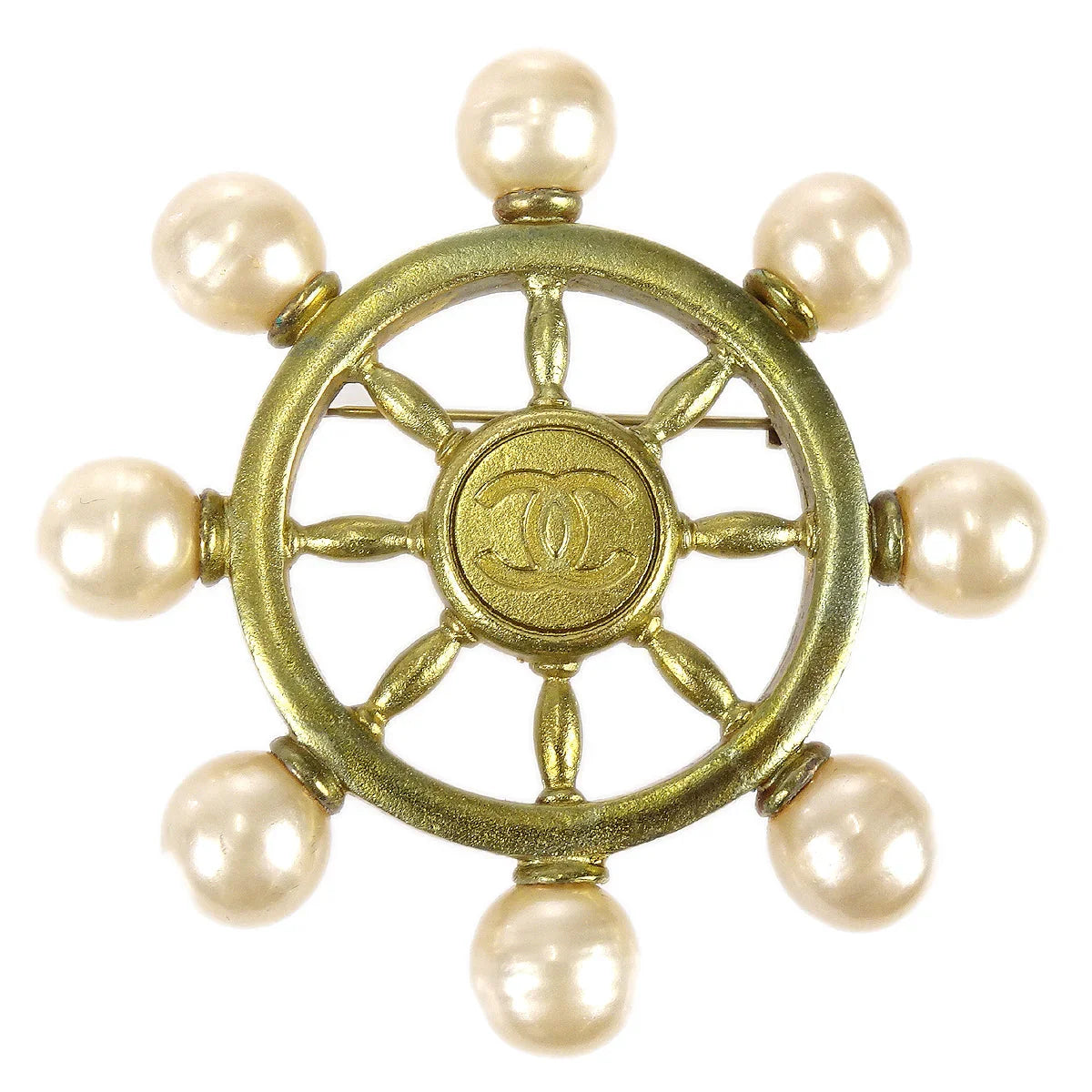 Chanel Rudder Brooch Pin 94P Artificial Pearl
