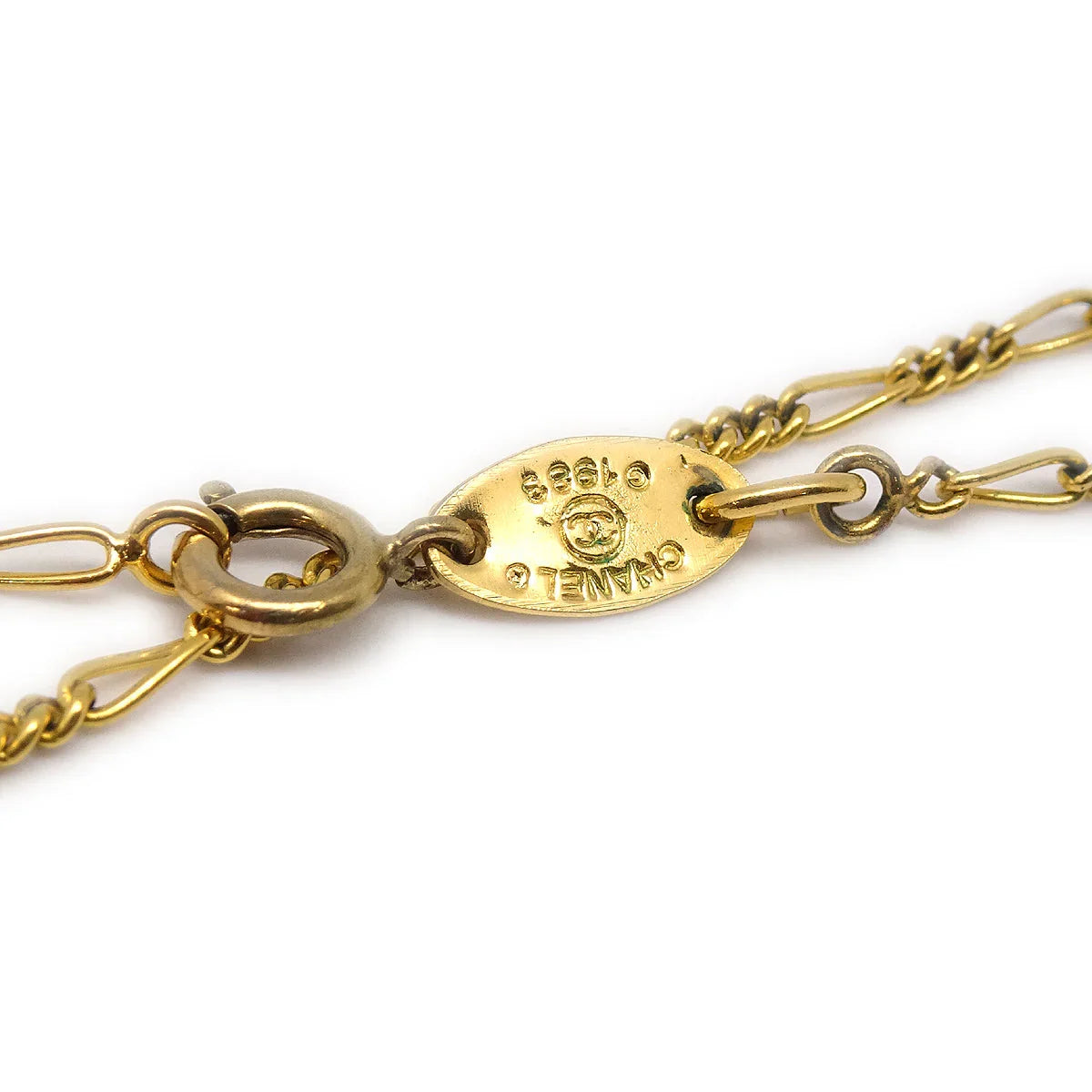 Chanel 1983 Circled CC Gold Chain Pendant Necklace