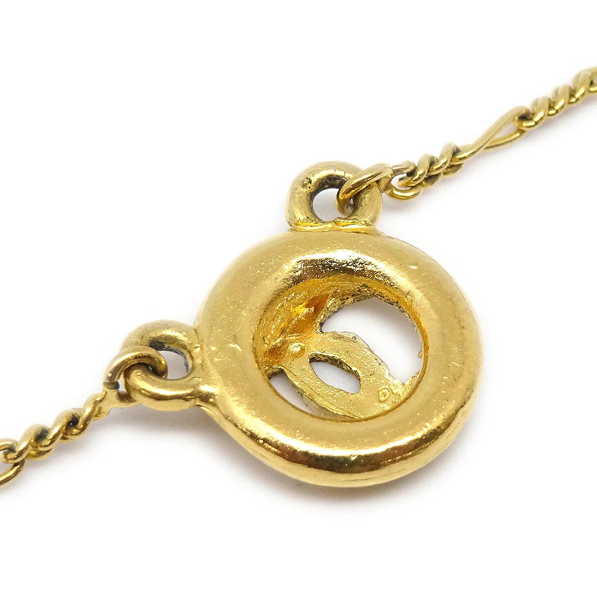 Chanel 1983 Circled CC Gold Chain Pendant Necklace