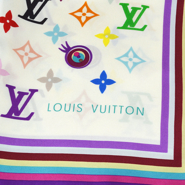 Louis Vuitton Tadashi Murakami Multicolor Monogram Silk Scarf