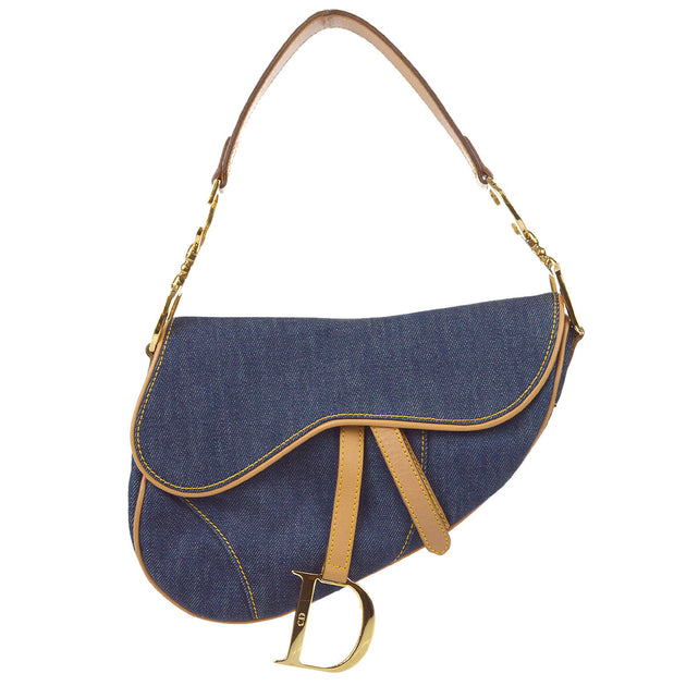 Christian Dior Vintage Denim Mini Saddle Pochette - Blue Shoulder