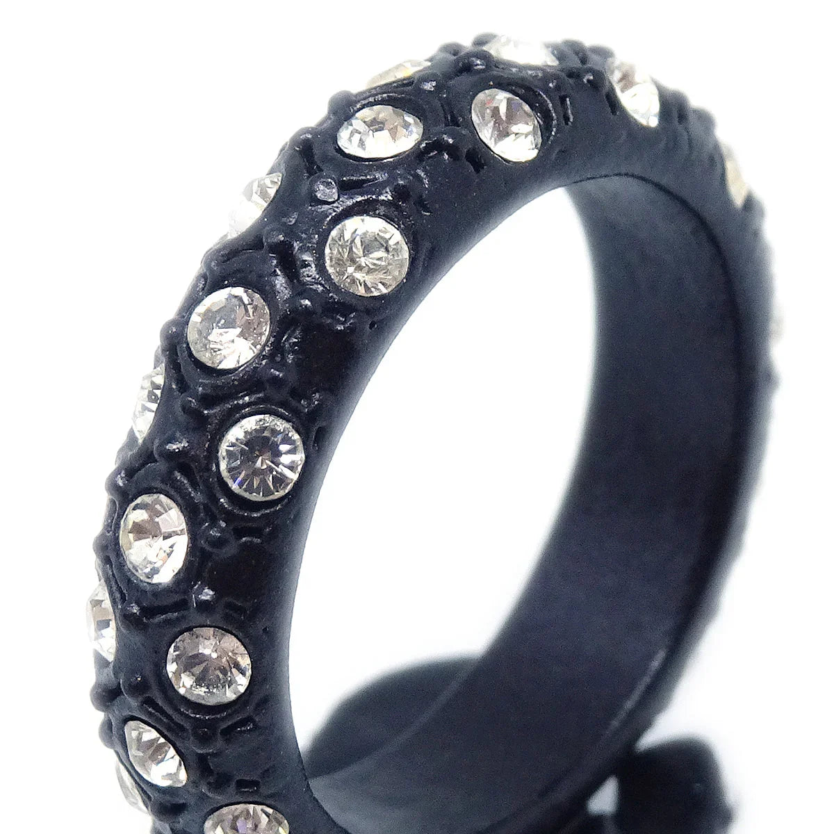Chanel 2002 Crystal & Black CC Ring #53