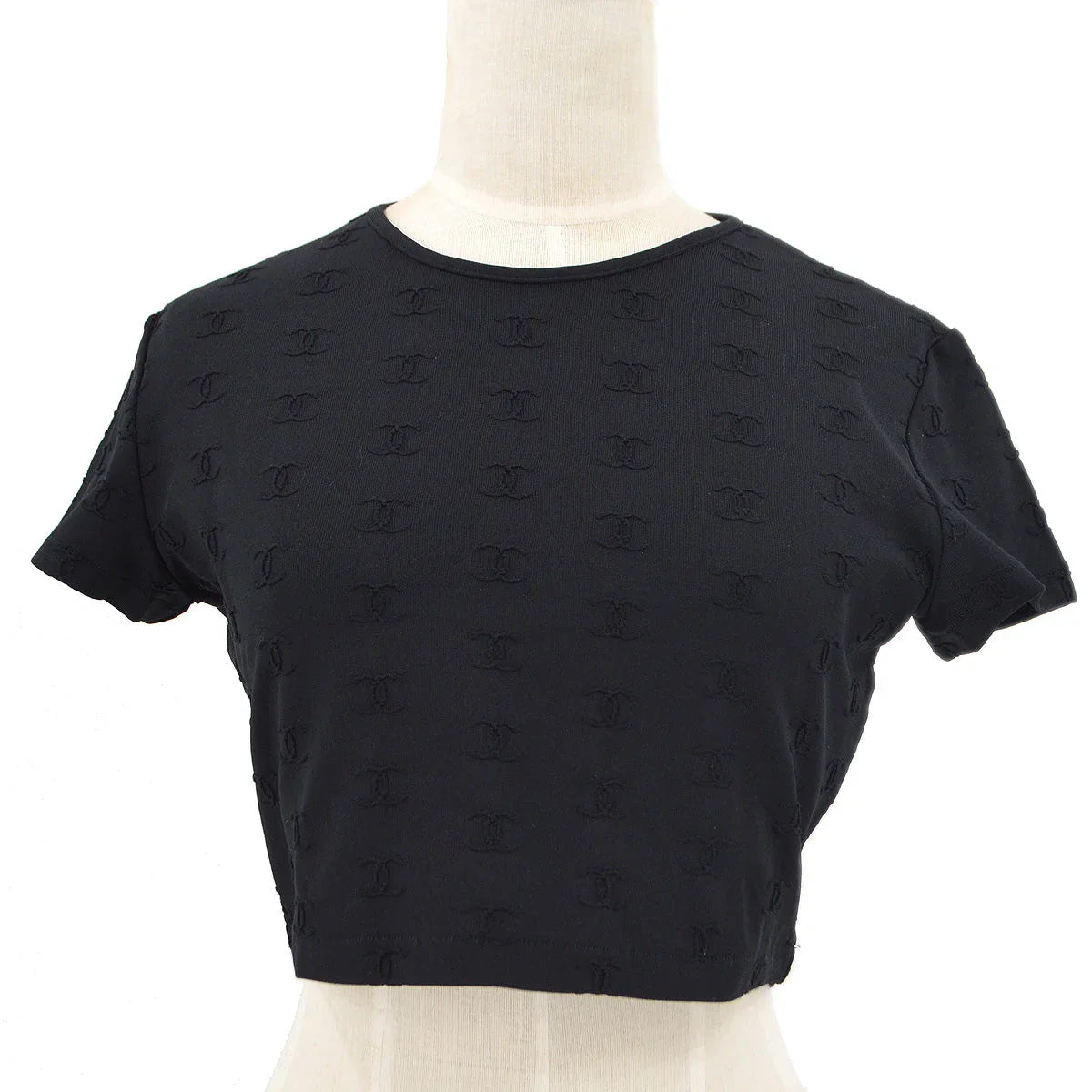 Chanel 1997 Spring CC logo-embroidered cropped T-shirt #42