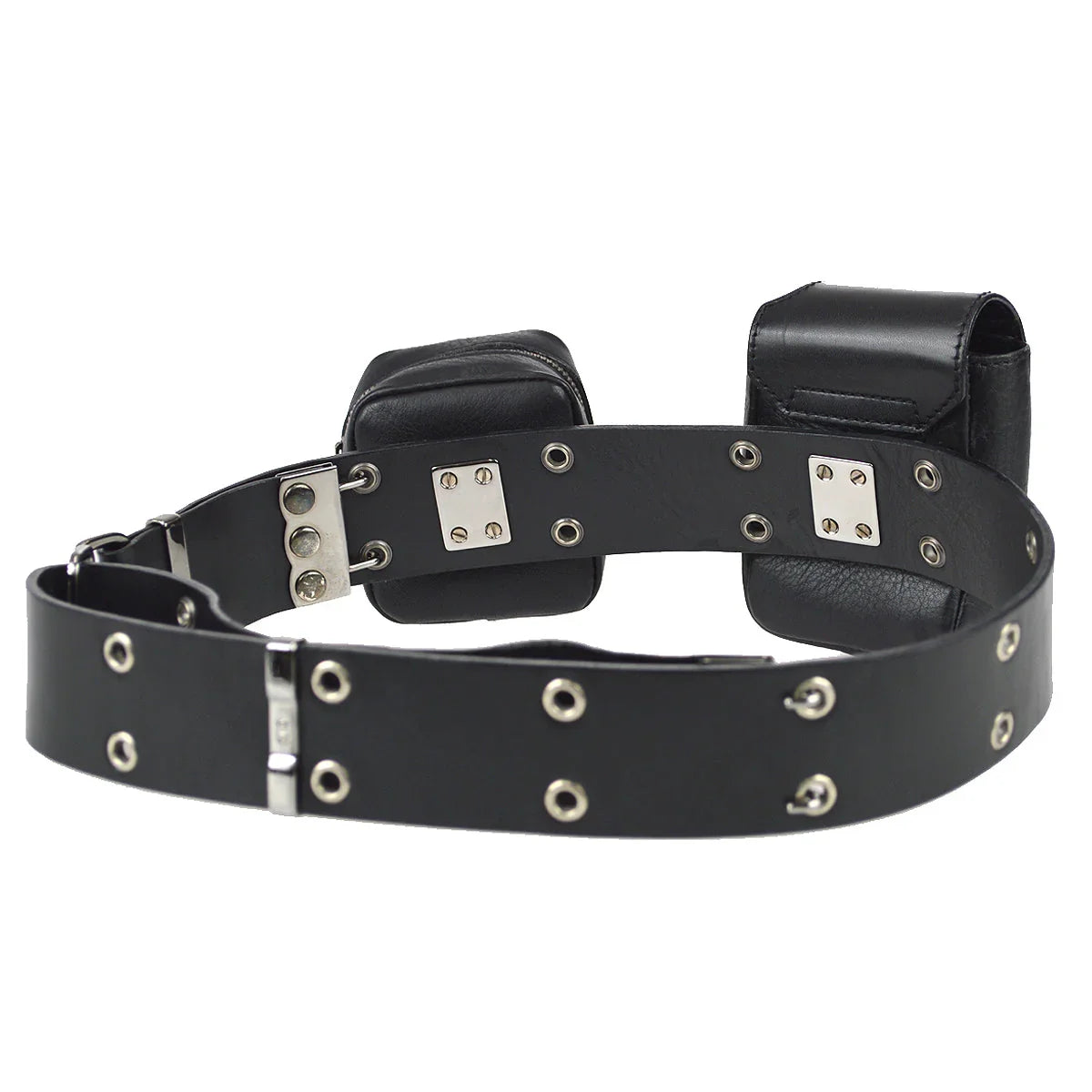Christian Dior 2002 Twin Pochette Belt Bum Bag Black Black#85
