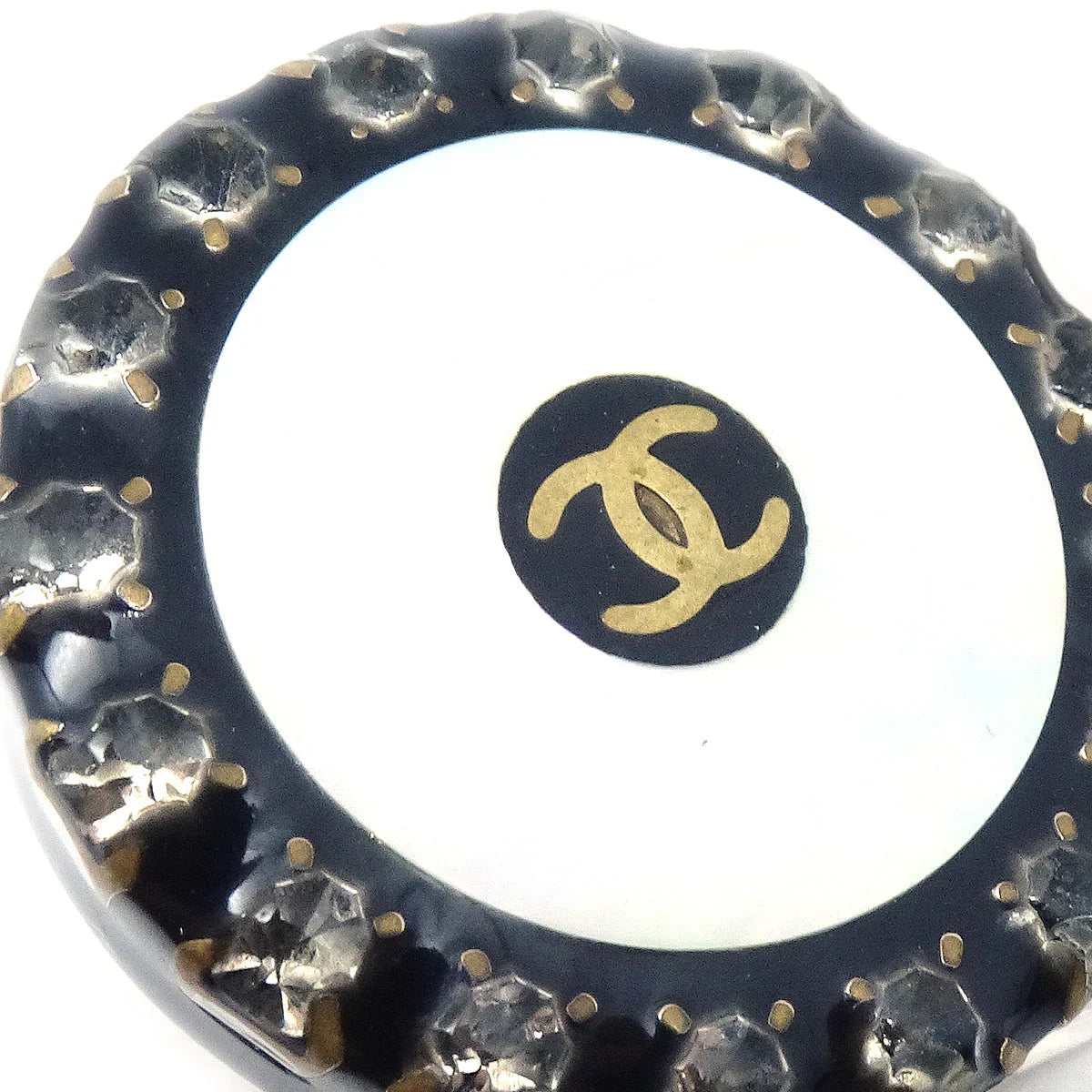 Chanel 1997 Mother of Pearl & Crystal Earrings Clip-On